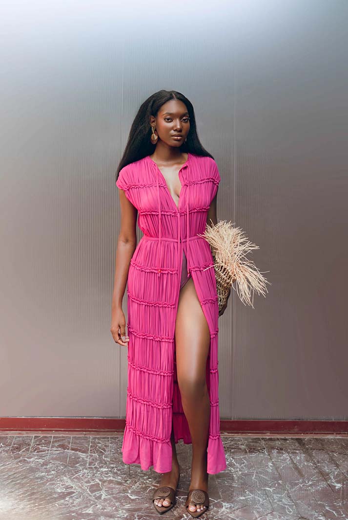 Sina Magenta Chiffon Tunic Dress | Andrea Iyamah | BEUNICA