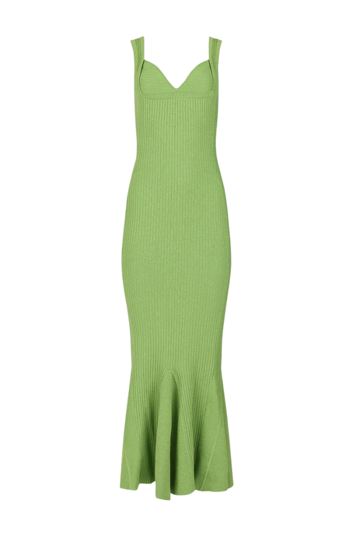 Green Metallic Knit Midi Dress Green Metallic Knit Midi Dress