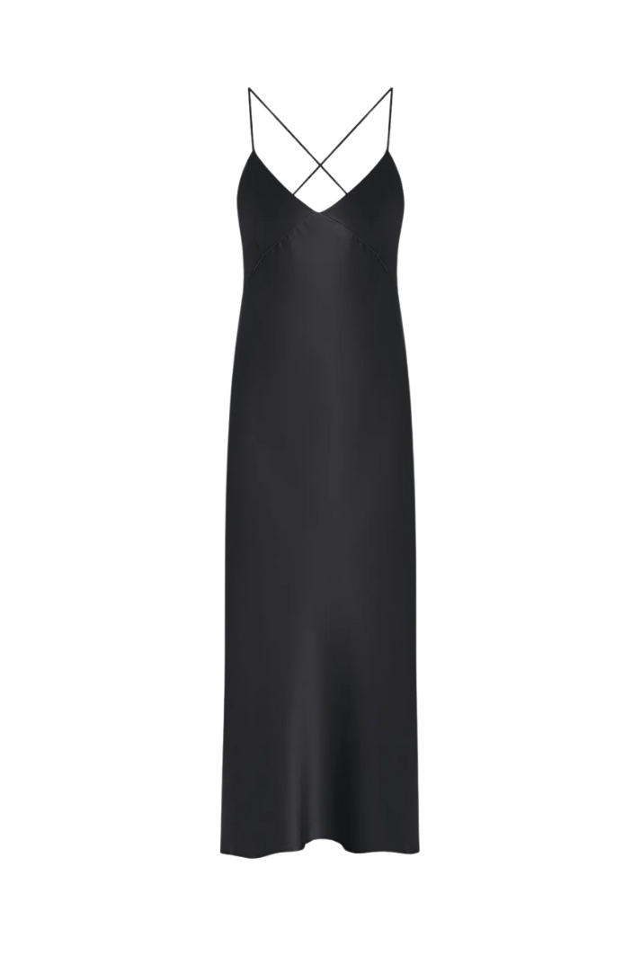 Organic Silk Slip Dress in Black Organic Silk Slip Dress in Black