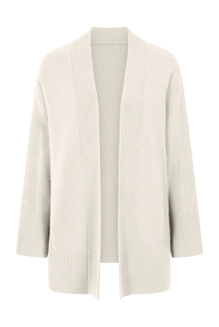 Long Cashmere Cardigan In Snow White Cashmere Sweaters BEUNICA
