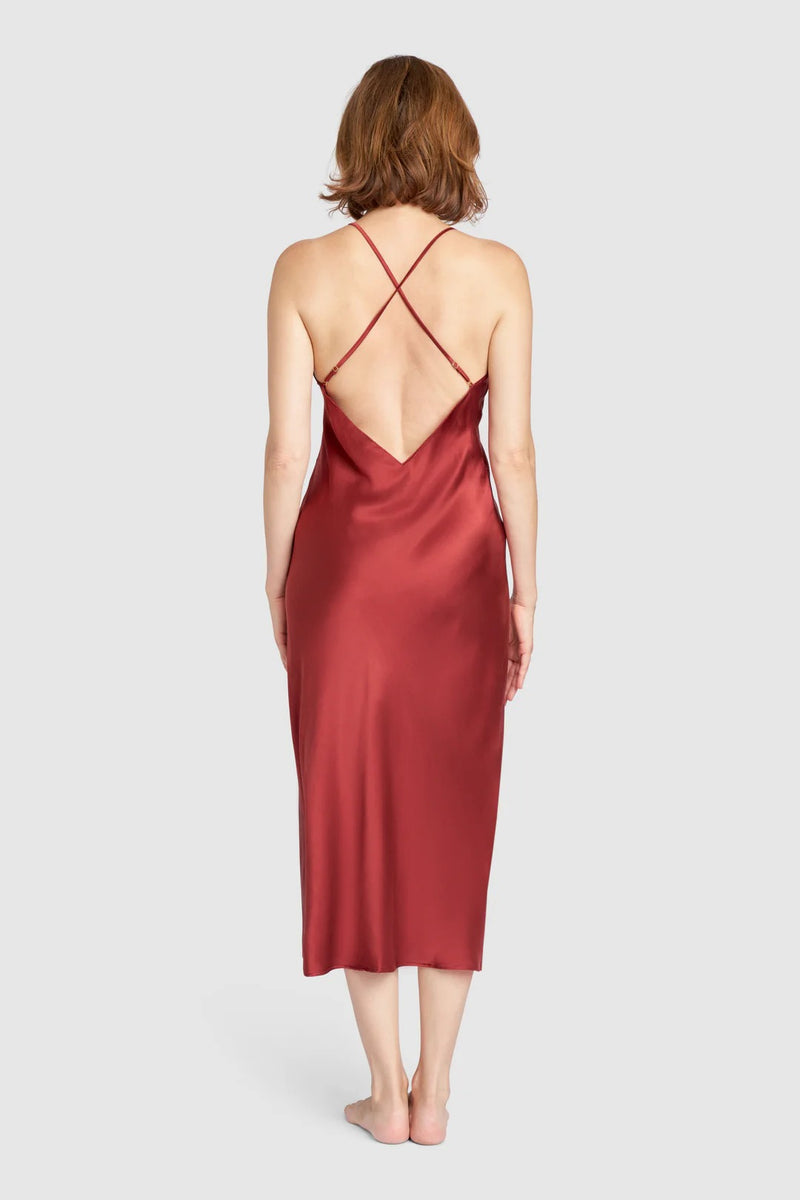 burgundy silk slip dress Organic Silk Slip Dress in Burgundy