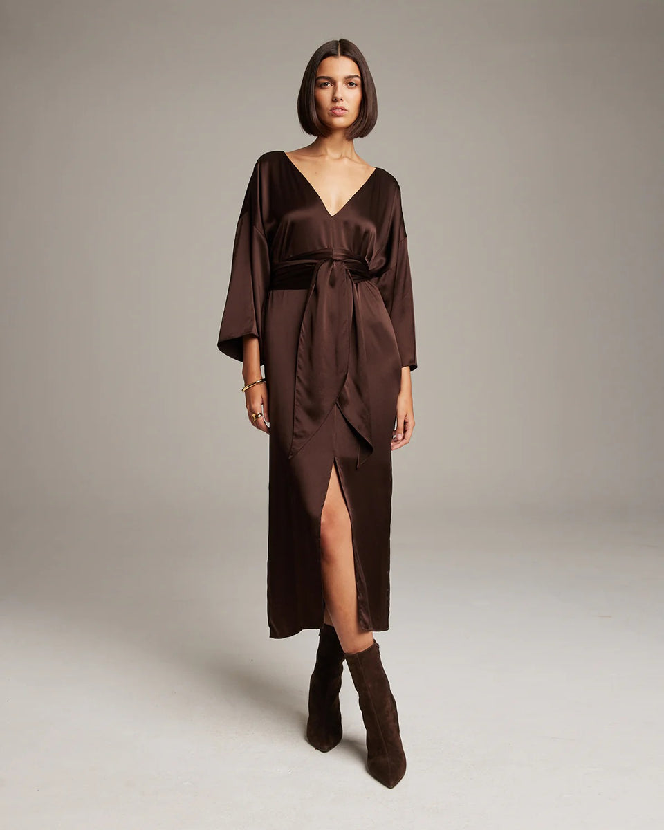 silk dress wrap Silk Tunic Dress Chocolate / Medium