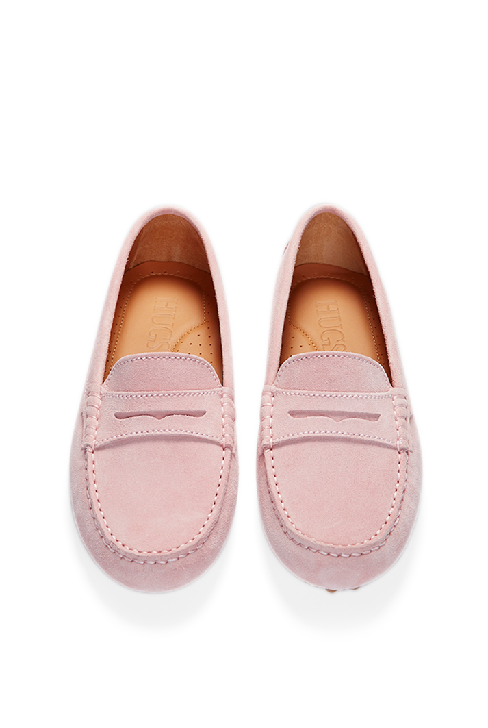 Women s Pink Suede Penny Driving Loafers