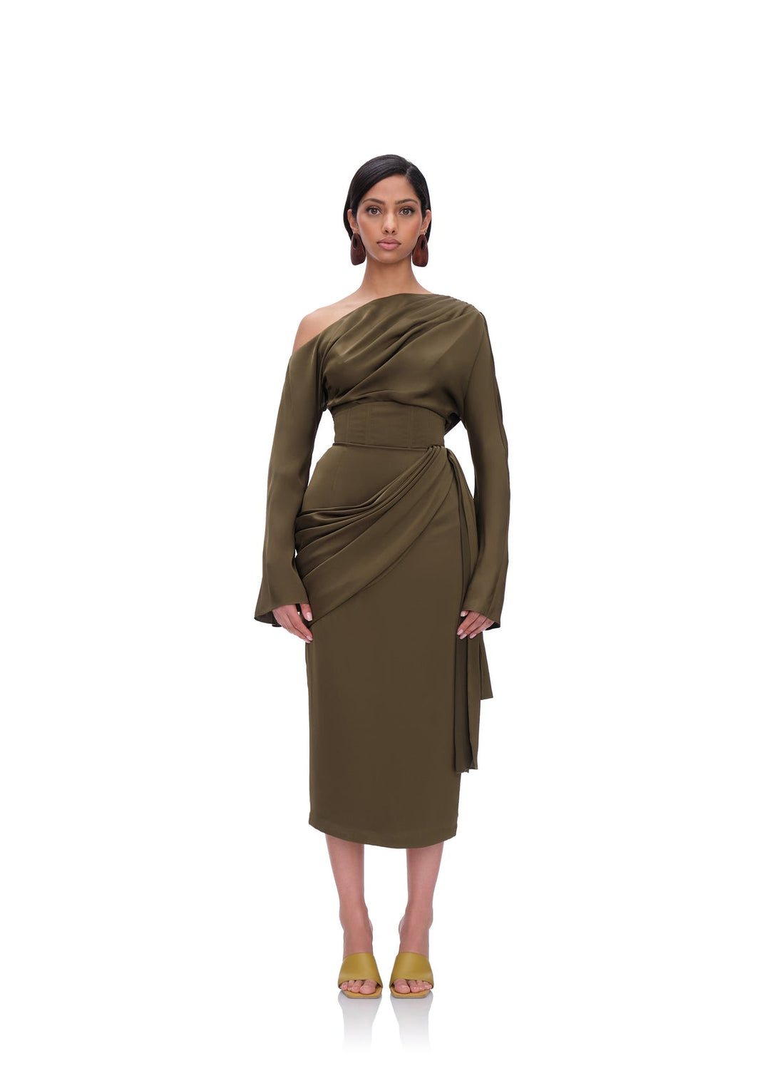 Andrea Iyamah Ido Drape Midi Skirt