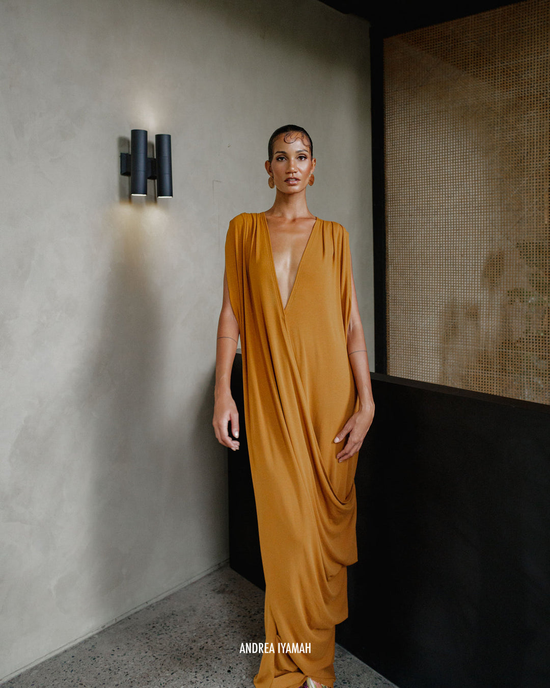 ニットコート argue YAK WOOL BLEND YARN CAFTAN GOWN ANDREAIYAMAH_FW25_LOOKBOOK_41o