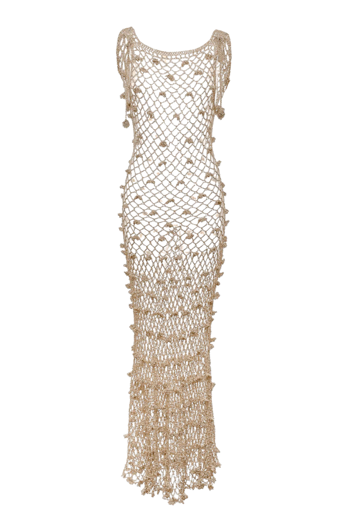white christmas dresses Metallic Crochet Midi Dress – Jacelle Sherwood Boutique
