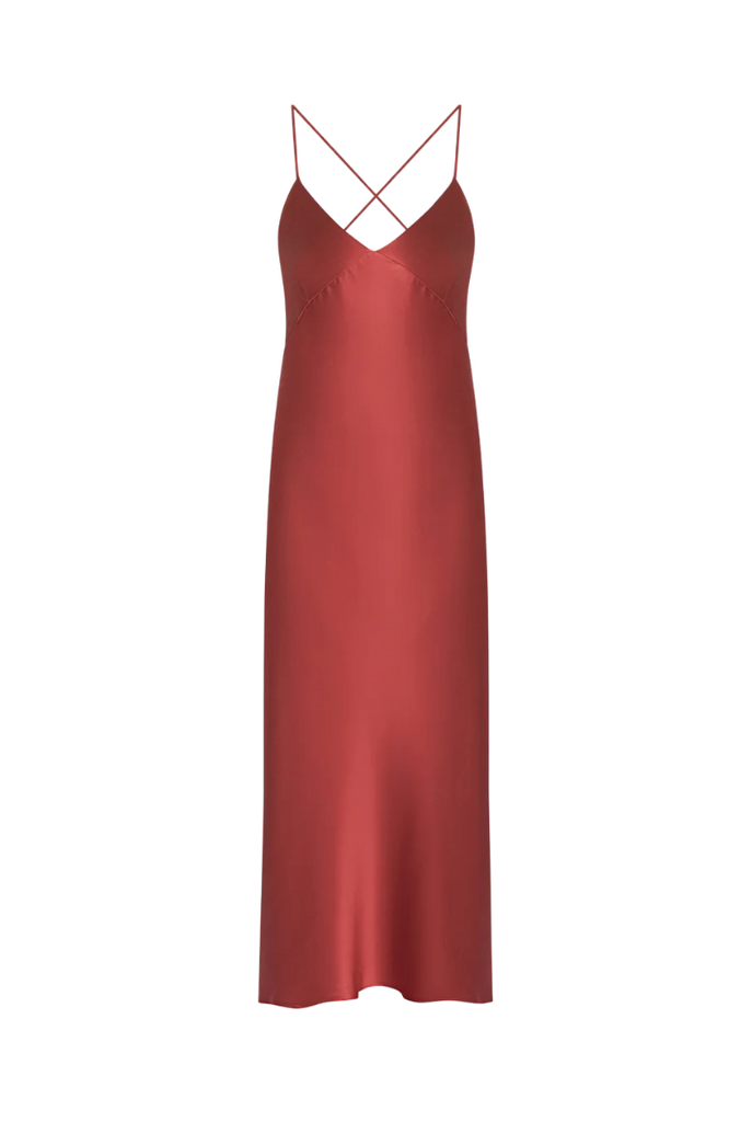 Organic Silk Slip Dress in Burgundy Organic Silk Slip Dress in Burgundy