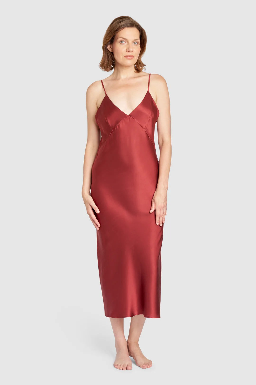 burgundy silk dress midi Maeva Satin Midi Dress in Burgundy Maroon