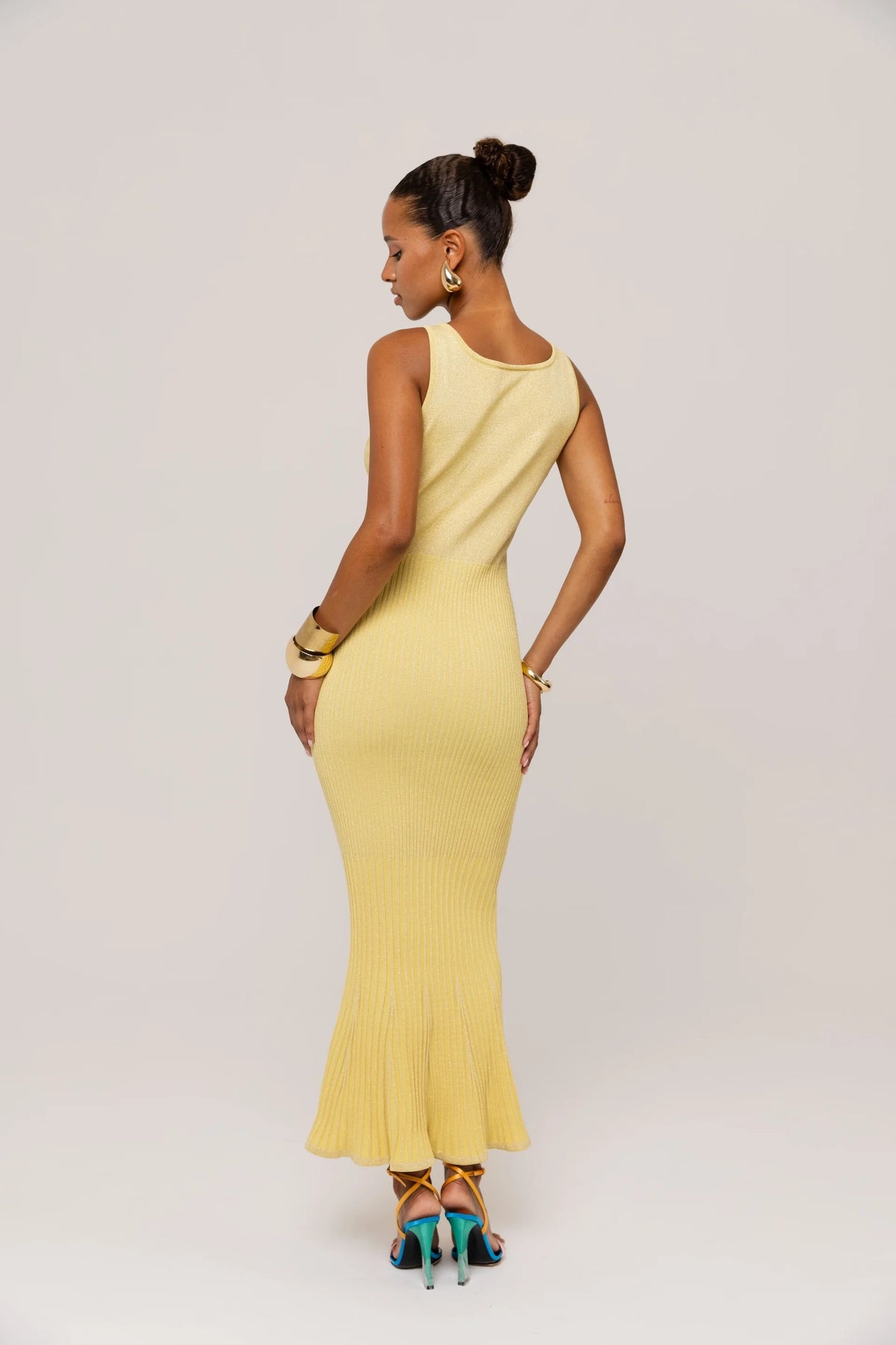 Yellow Metallic Knit Dress Yellow Metallic Knit Dress