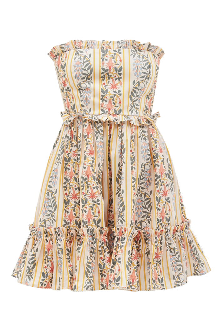 AGUA BY AGUA BENDITA | Rosa floral-print strapless cotton mini dress