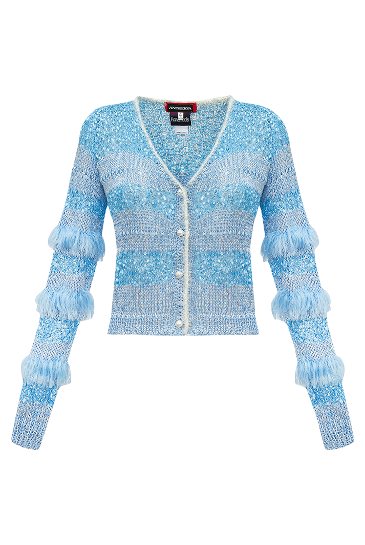 Feather Silk-blend Knit Cardigan in Blue | Andreeva | BEUNICA Feather Silk-blend Knit Cardigan in Blue | Andreeva | BEUNICA