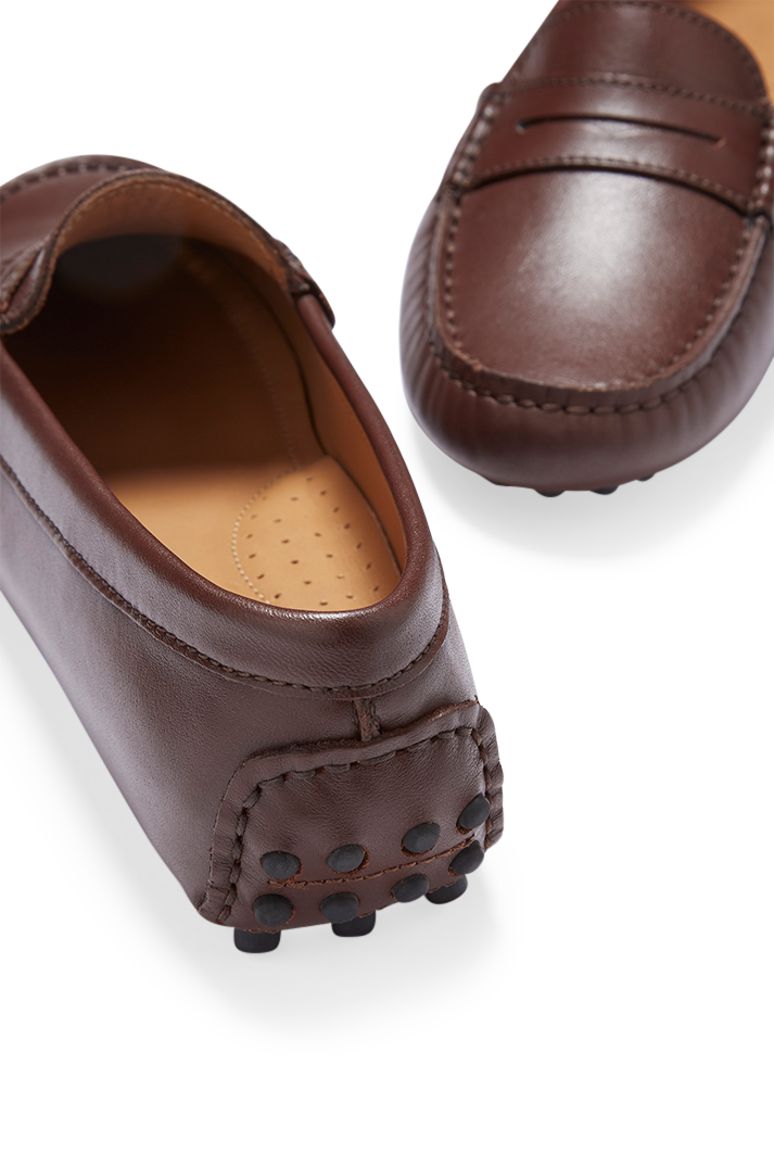 Women's Brown Leather Penny Driving Loafers Women's Brown Leather Penny Driving Loafers