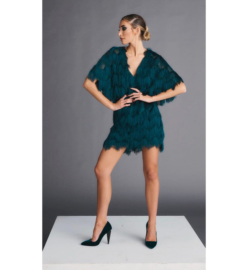 green emerald velvet dress DAHLIA DRESS EMERALD GREEN main image 0